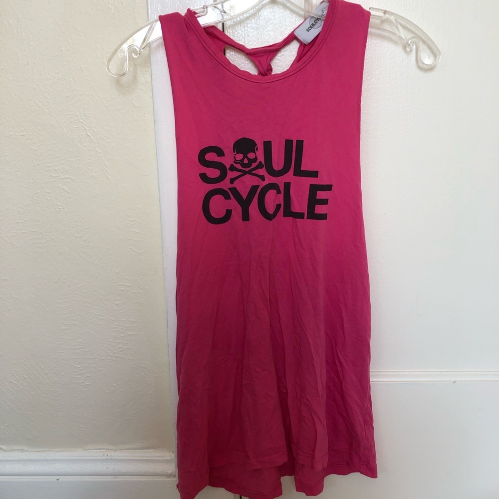 SOULCYCLE S pre distressed hot pink tank top